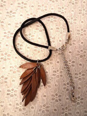 New Bauxo Brown Handcrafted Leather Dangle Pendant Genuine Leather Necklace